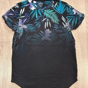 Black Leaf Print Men's Shirt